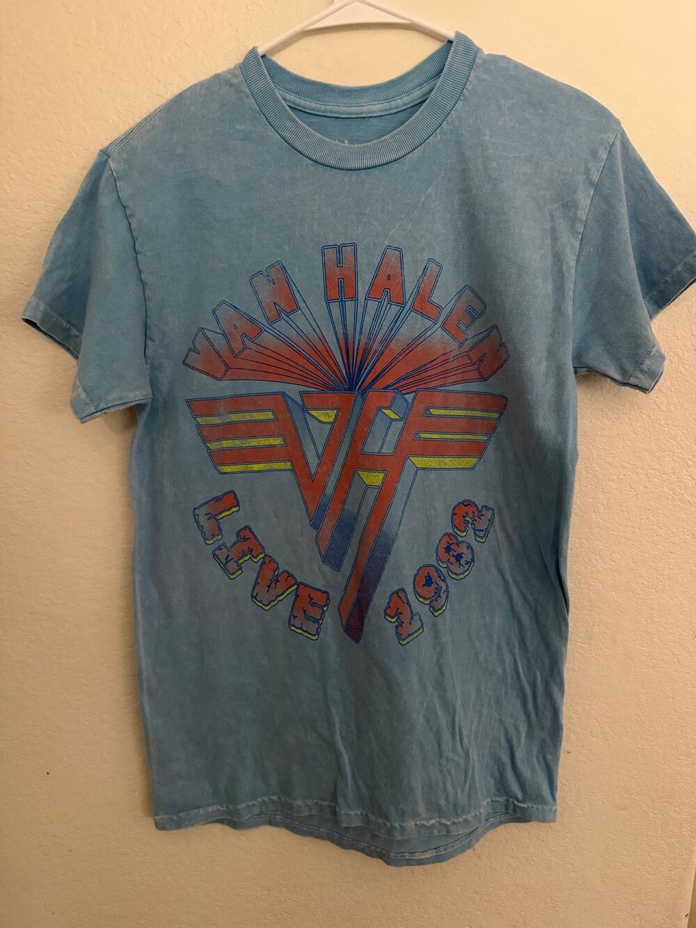 Van Halen 1979 Double-Sided Graphic Band T-Shirt Blue Vintage Wash Size Small